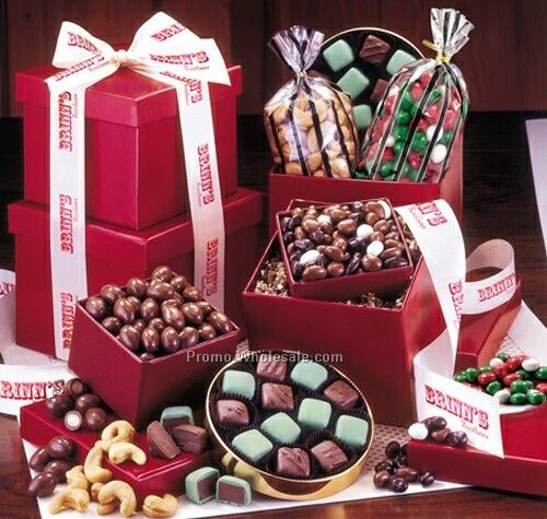 Holiday Delights Tower W/ Assorted Chocolates & Nuts