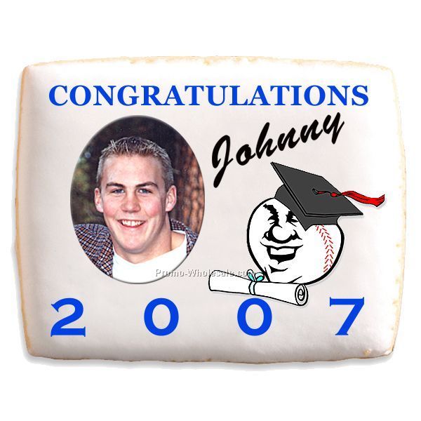 Imprinted Shortbread Cookies - Graduation With Baseball