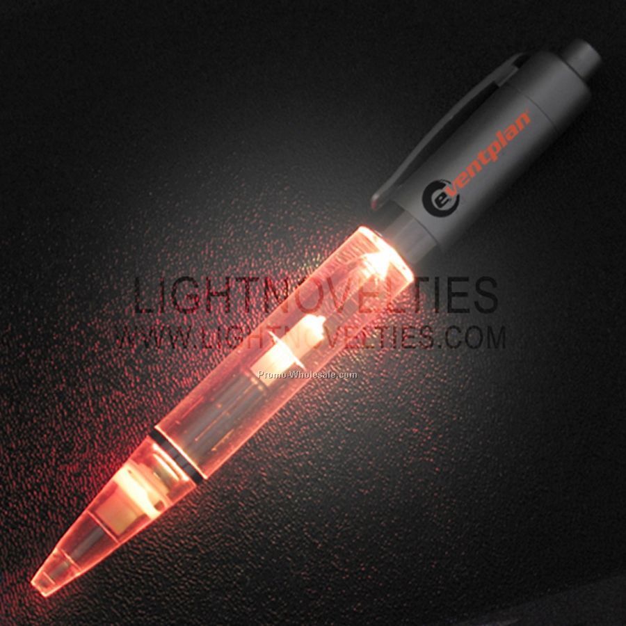 Light Up Pen (Red LED/ Silver Top)