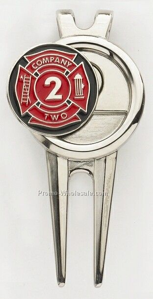 Modern Divot Tool/ Money Clip W/ 1" Die Struck Soft Enamel Ball Marker