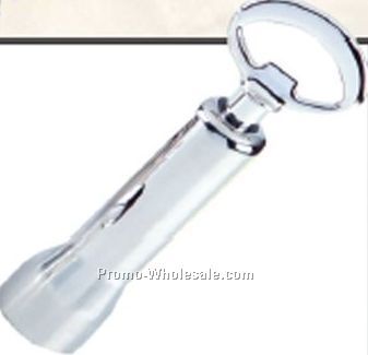 Silver Metal Corkscrew / Bottle Opener With Slide Cover