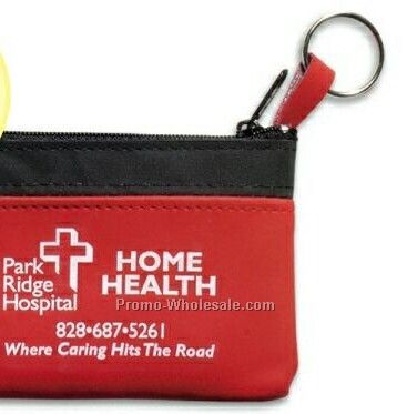 Single Pocket Suede-touch Coin And Key Zippered Pouch