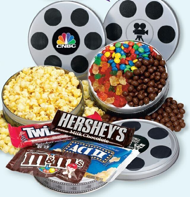 Small Film Reel Tin - 3 Way Snack Tin