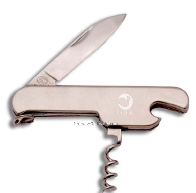 Stainless Steel Pocket Knife & Corkscrew