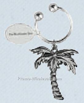 Stock Palm Tree Charm Key Tag W/U Ring