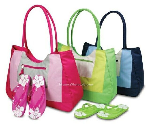 Summer Tote Bag W/Matching Flip Flops