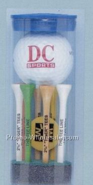 Top Flite Golf Ball Tube W/ 1 Ball, 8 2-3/4" Tees & 1 Marker