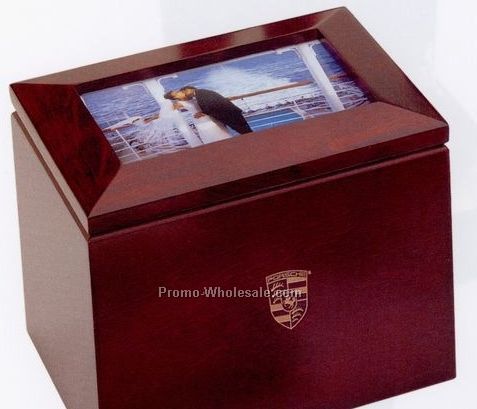 Wooden Photo Album Box With 4"x6" Frame On Top