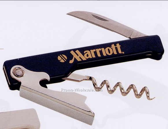 1-1/2"x4-3/8" Corkscrew & Bottle Opener With Serrated Knife