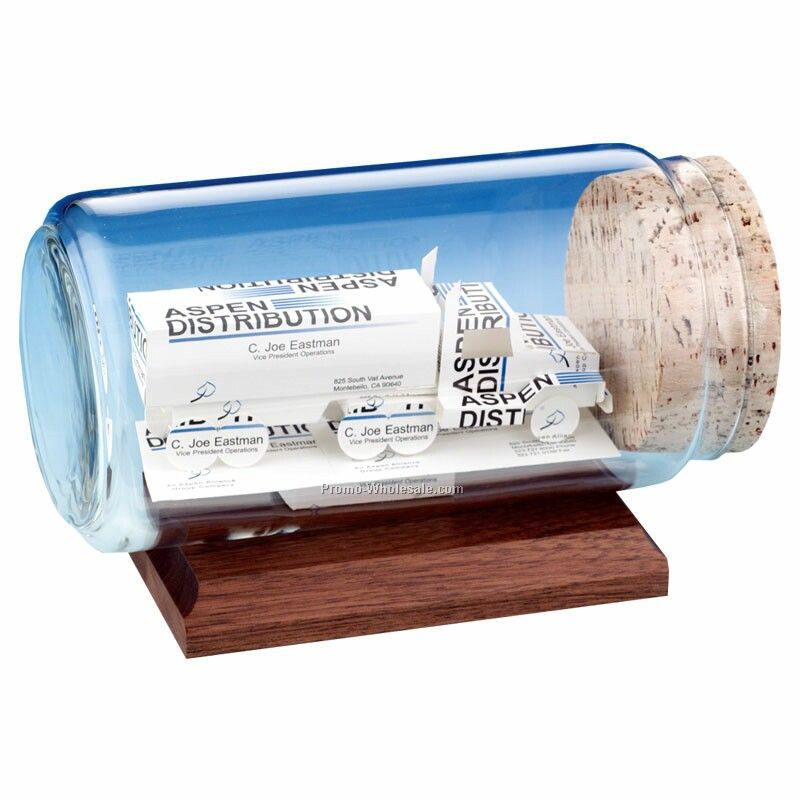 18 Wheeler Business Cards In A Bottle Sculpture