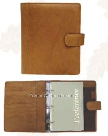 19-1/2cmx24cmx4cm Medium Brown Cowhide 3-ring Binder/ Agenda