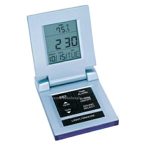 2-1/2"x3-1/2"x3/4" Digital Travel Alarm Clock W/ Temperature