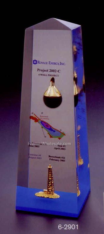 2-1/4"x6-1/2"x2-1/4" Acrylic Obelisk W/ Colored Bottom Award