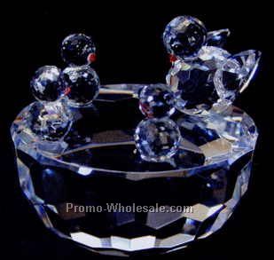 2-1/8" Optic Crystal Bird Family Figurine