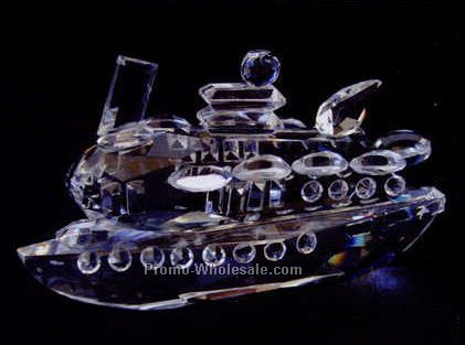 2-3/8" Optic Crystal Cruise Ship Figurine