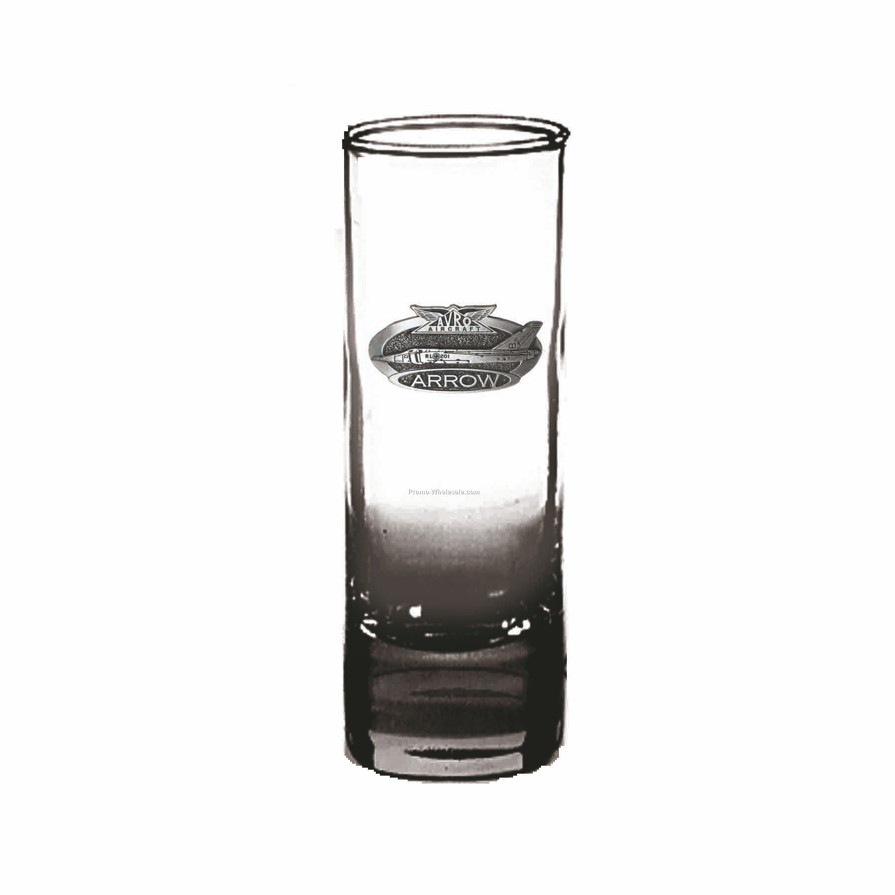 2 Oz. Tall Optical Crystal Shooter Glass (Pewter Emblem)