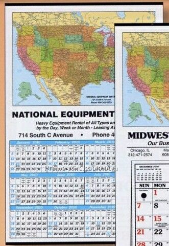 25"x38" Color Coded U.s. Map Year-in-view Calendar - Thru 04/30/09