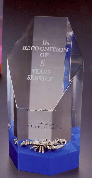 3-1/2"x7"x2-1/4" Obelisk Acrylic Award W/ Colored Bottom