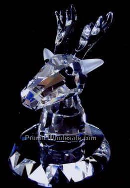 3-5/8" Optic Crystal Deer Head Figurine