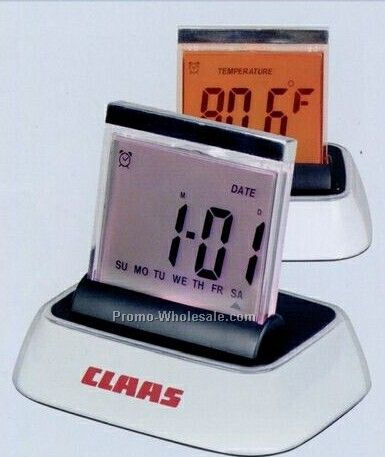 3-9/16"x4-5/8"x4-1/8" Multi-function Digital Lcd Clock W/ 4-port USB Hub