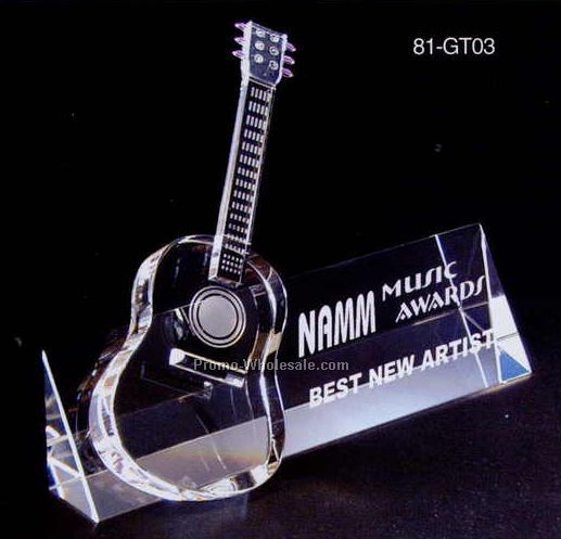 4-1/2"x7"x2" Optic Crystal Guitar Figurine