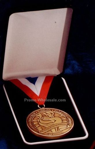 7"x4-1/4" Black Velvet Presentation Box For Up To 3" Medal With Neck Ribbon