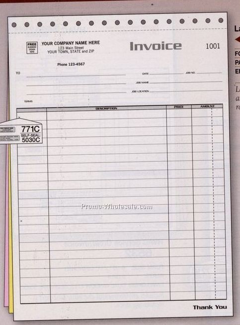 8-1/2"x11" 2 Part Large Job Invoice