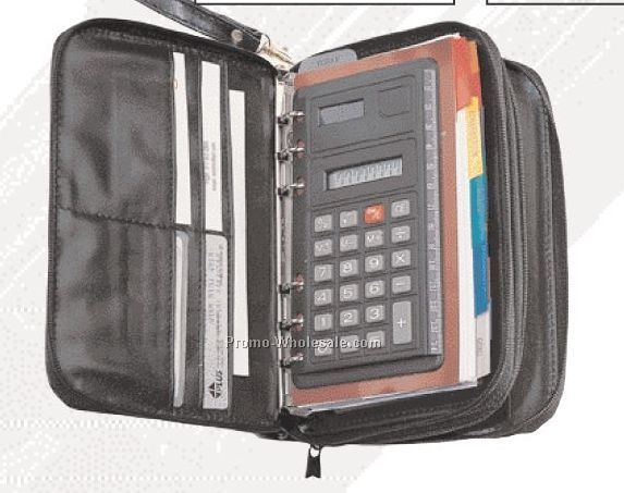 8"x5-3/4"x2-1/4" Full Zipper Organizer W/ Dual Power Calculator