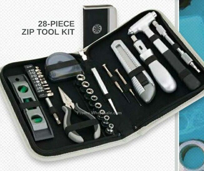 9"x6-1/2"x1-1/2" Giftcor 28 Piece Zip Tool Kit