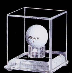 Acrylic Golf Ball Display Case W/ Mirror Back (3/4" Base)