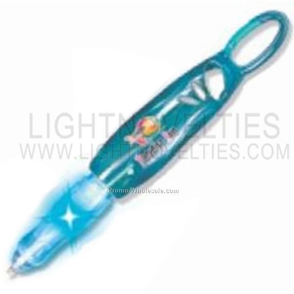 Blue Light Up Pen W/ Carabiner Clip