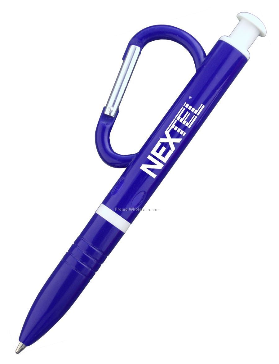 Budget Click Pen With Carabiner Clip