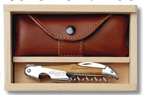 Cepage Laguiole Waiter's Corkscrew With Dark Oak Handle Set