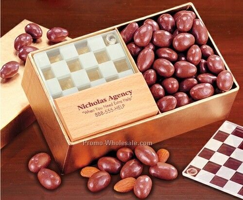 Chocolate Almonds W/ Four Piece Glass Coaster Set