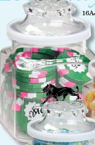 Chocolate Casino Chips 4 Oz. Classic Plastic Apothecary Jar