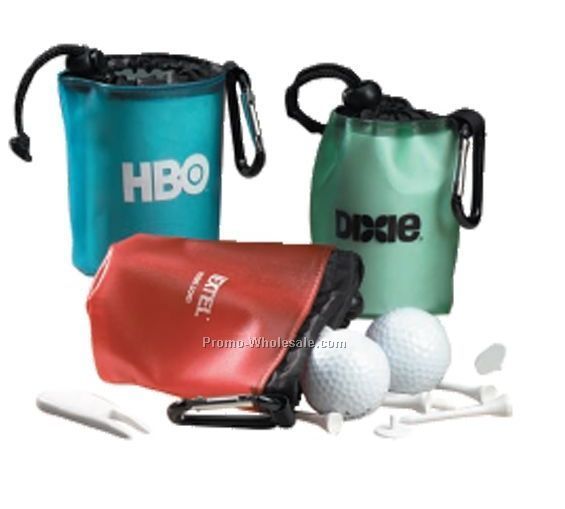 Coconut Golf Kit In Drawstring Carabiner Bag (Standard Shipping)