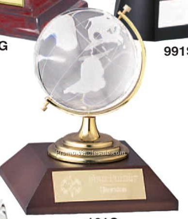 Crystal Globe On Wood Base