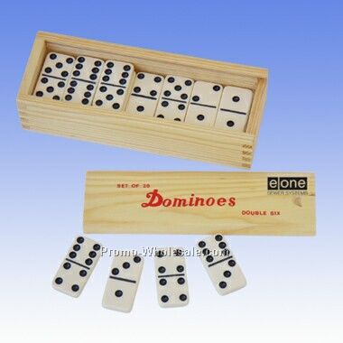 Double 6 Standard Wooden Case Dominoes (Screened)