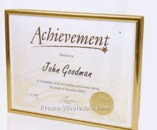 Glossy Gold Backload Aluminum Certificate Frame W/ Brushed Sides