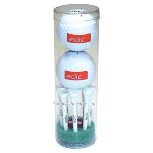 Golf Combo Pack In Tubes (8 Tees/ 1 Ball Marker/ 2 Ball)