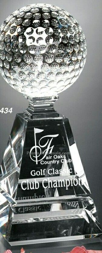 Golf Pyramid Crystal Award 10"