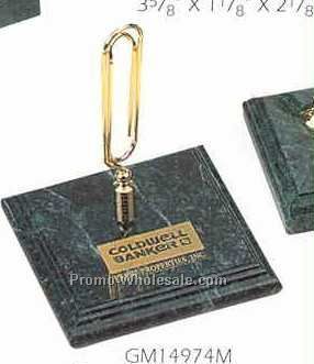 Green Marble Square Stand W/Memo Clip