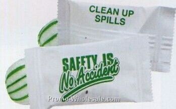 Green Striped Spearmint Candy W/ Stock Safety Is No Accident Wrapper