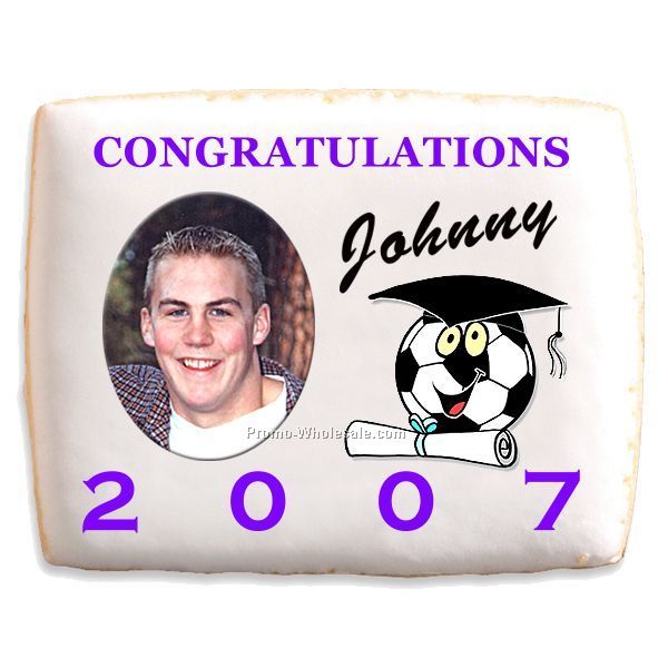 Imprinted Shortbread Cookies - Graduation With Soccer Ball