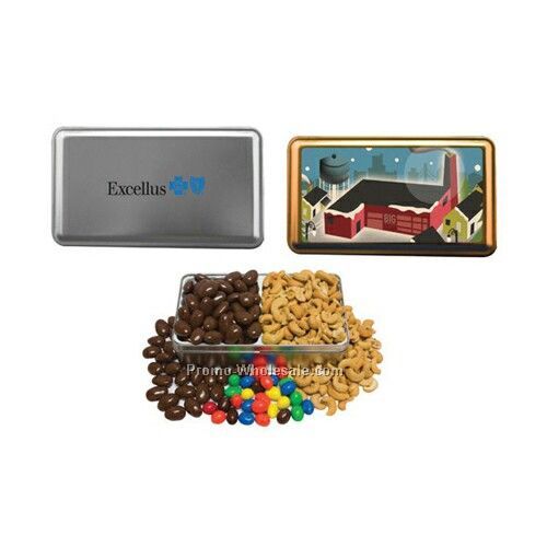 Large Rectangle Tin With Plain & Peanut M&M's