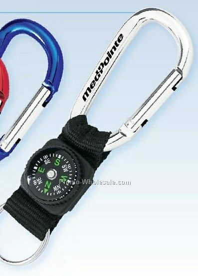 Mini Carabiner With Lanyard & Compass