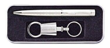 Optima Twist-action Metal Pen & Chrome Pull Apart Key Ring Gift Set