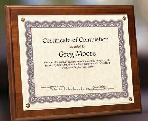 Simulated Walnut Certificate Holder W/ Plexiglass Overlay - 10-1/2"x13"