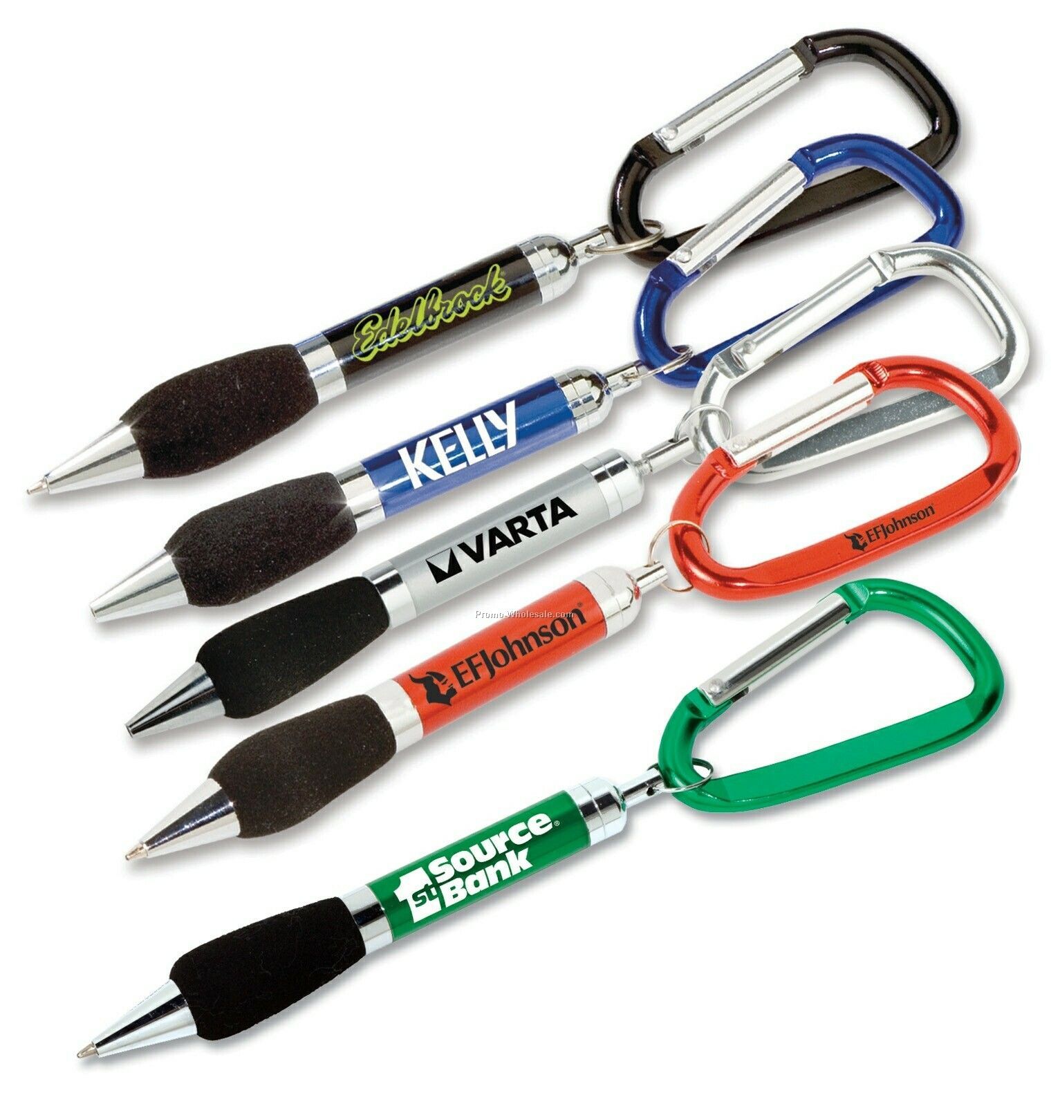 Soft Grip Metal Pen With Carabiner (Laser Engraved)