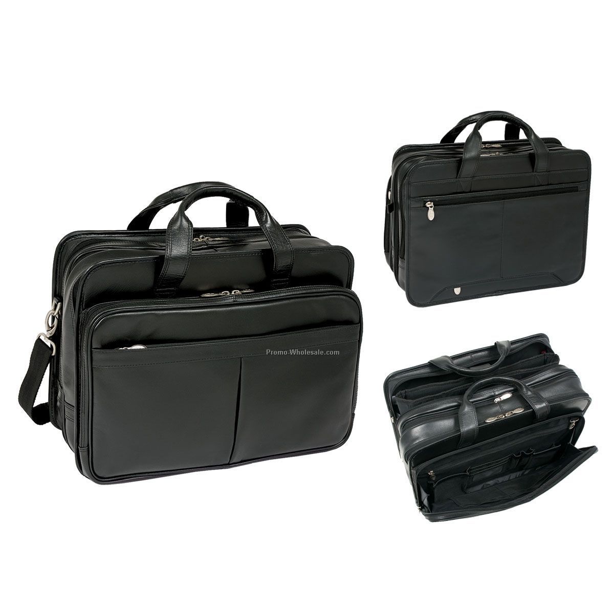 Walton Leather Expandable Double Compartment Laptop Case With Sleeve